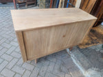 REFINISHED Danish Mid Century Modern Teak Record Tambour Cabinet 47