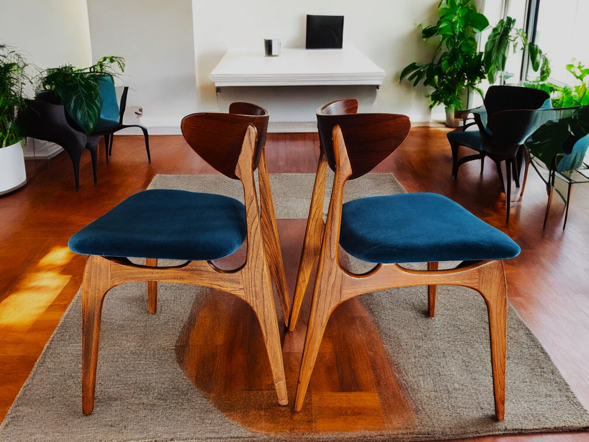 6 REFINISHED Mid Century Modern Walnut Chairs by Deilcraft