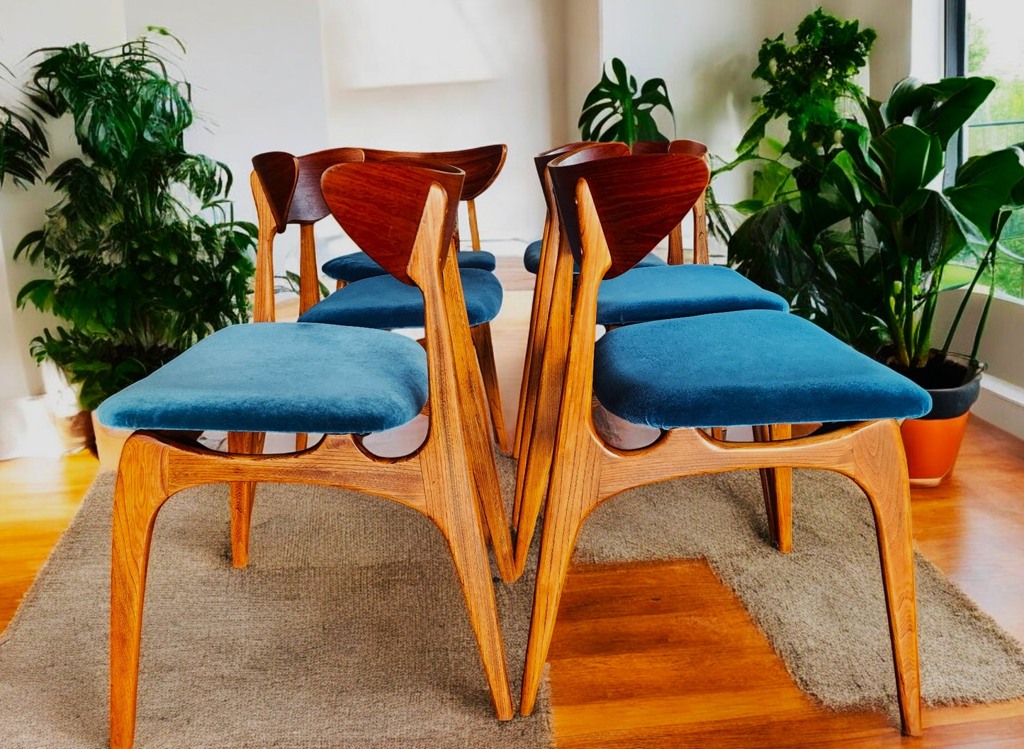Choose Fabric! 6 REFINISHED Mid Century Modern Walnut Chairs by Deilcraft