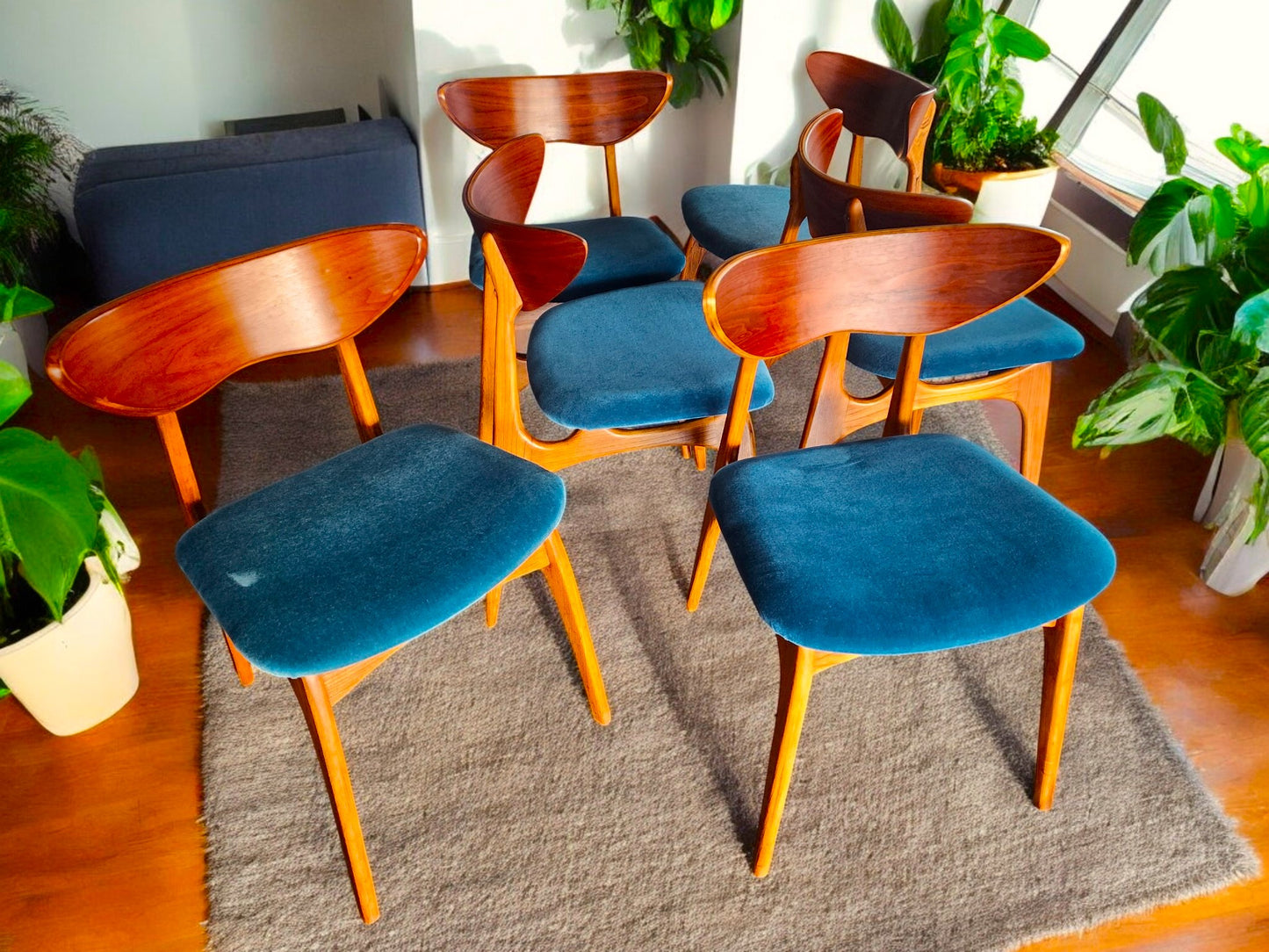 Choose Fabric! 6 REFINISHED Mid Century Modern Walnut Chairs by Deilcraft
