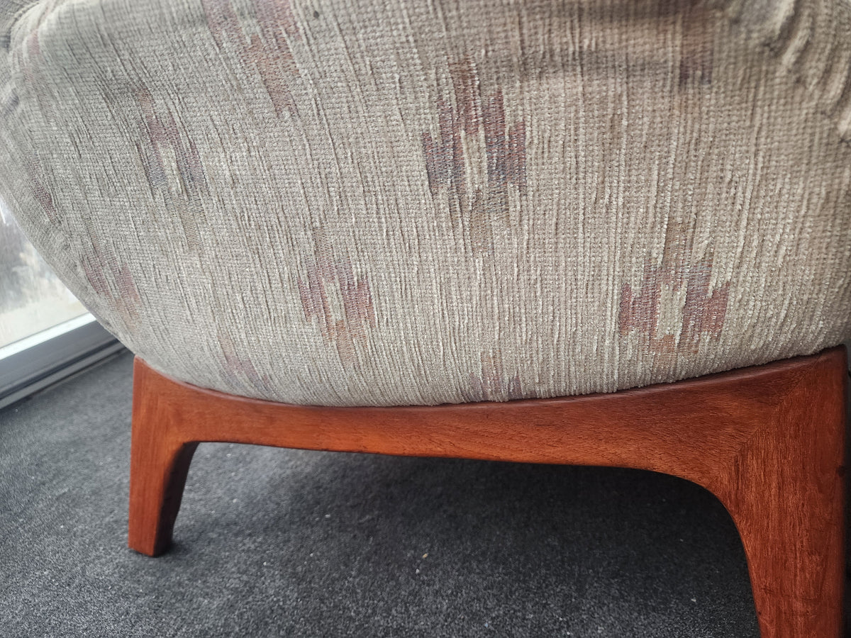 REFINISHED Mid Century Modern R.Huber Teak Scoop Sofa