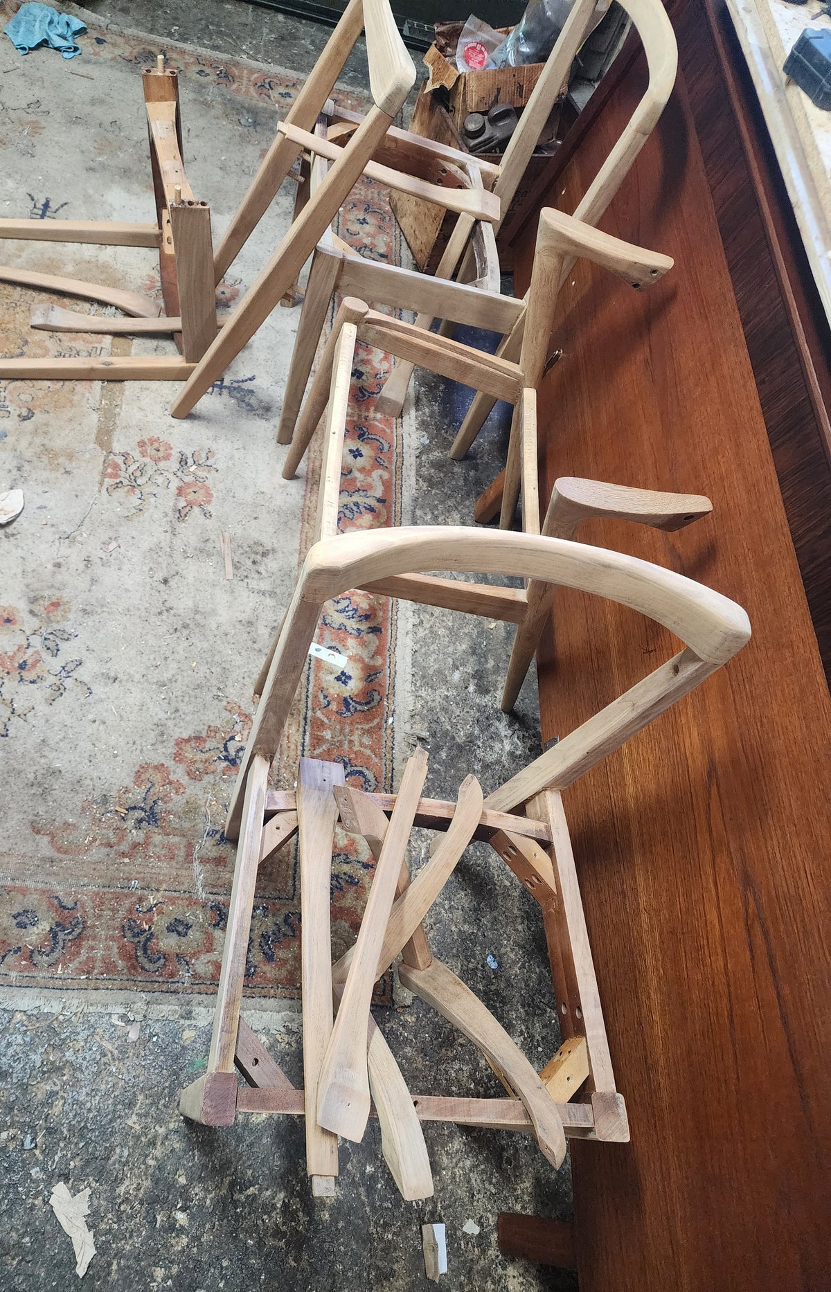4 REFINISHED REUPHOLSTERED MCM Walnut Chairs by Honderich