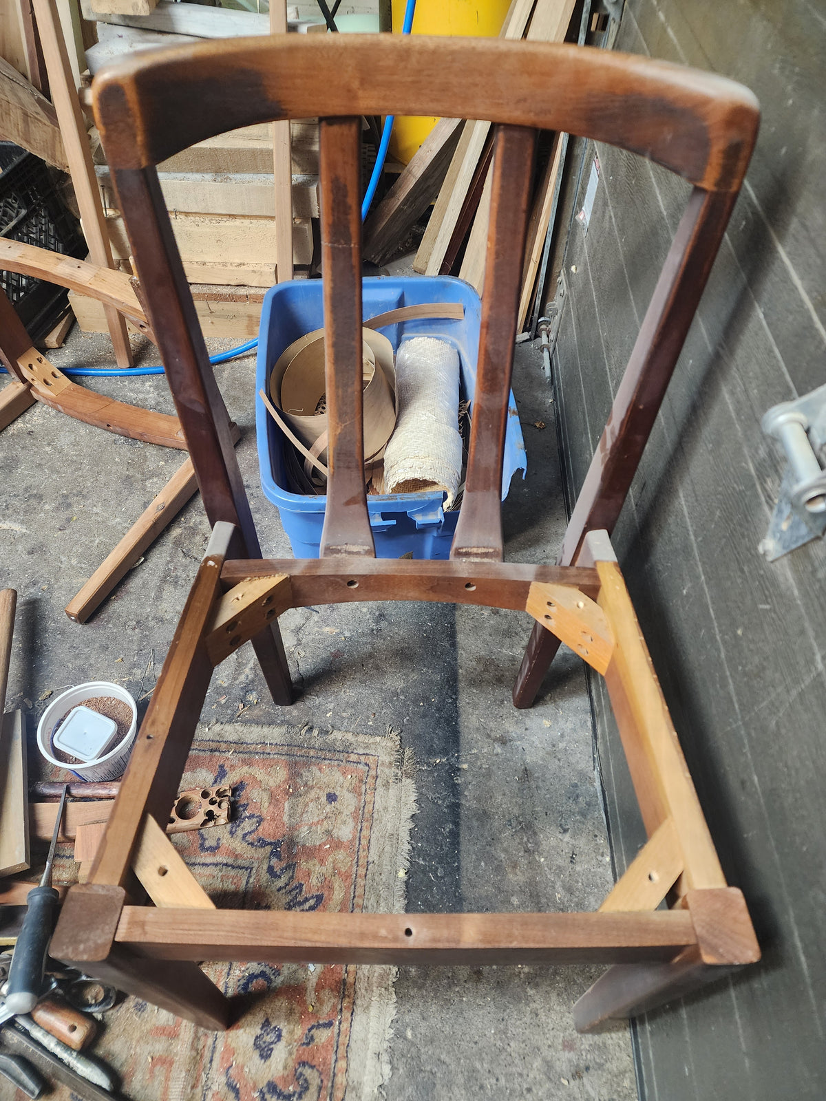 4 REFINISHED REUPHOLSTERED MCM Walnut Chairs by Honderich