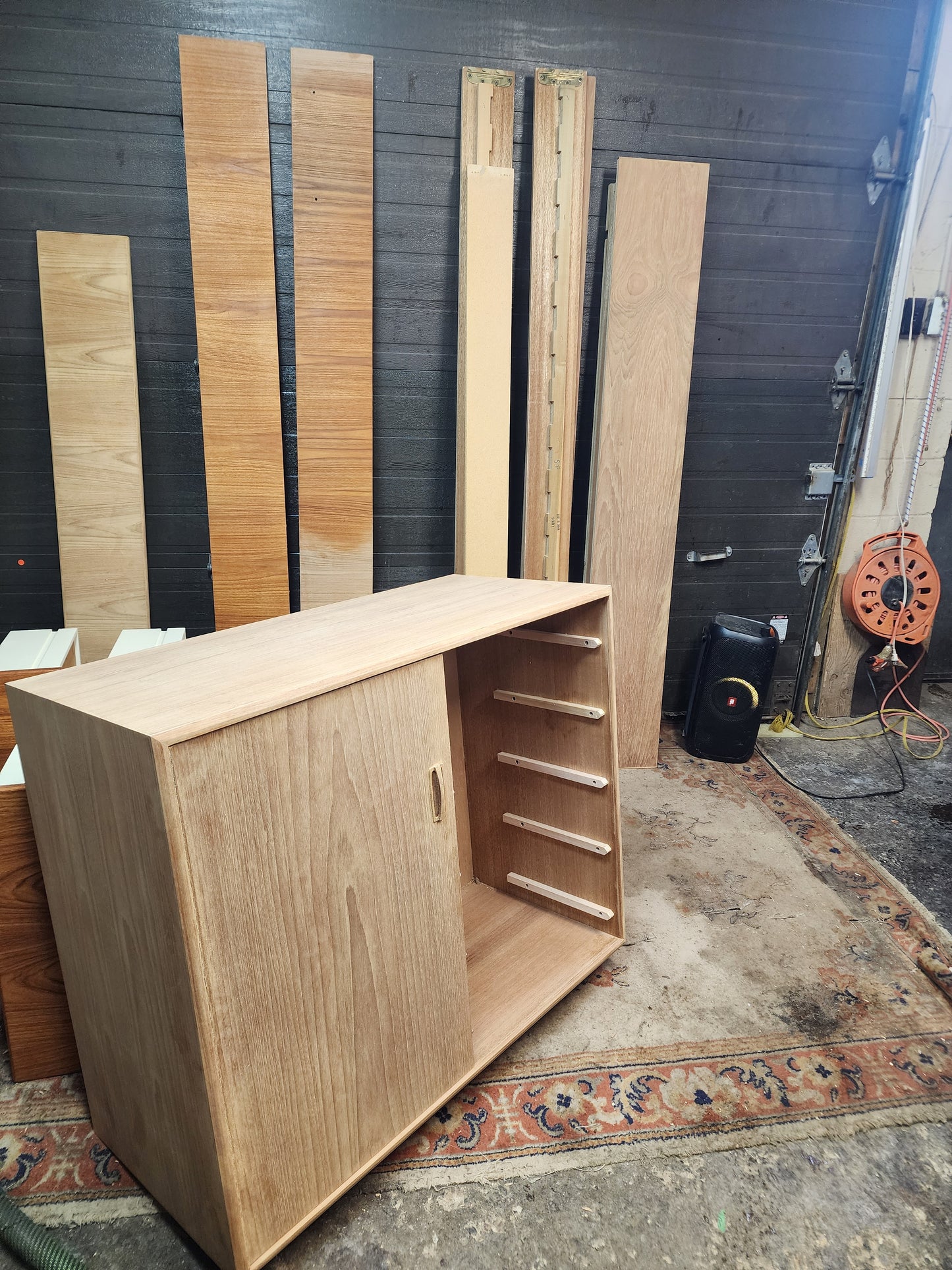 REFINISHED MCM Teak Bed King w Floating Nightstands & Tallboy