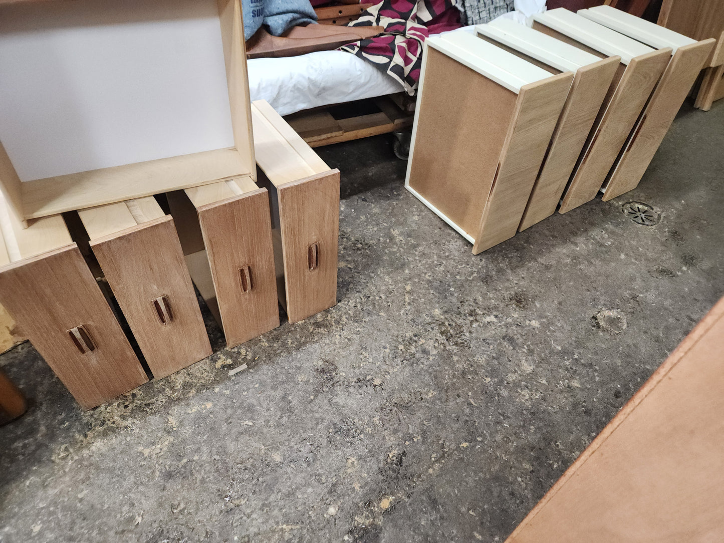 REFINISHED MCM Teak Bed King w Floating Nightstands & Tallboy