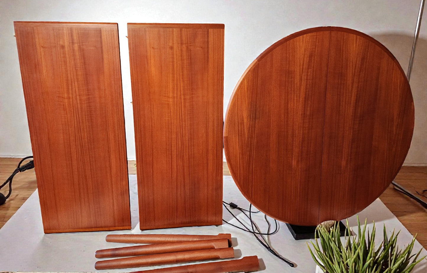 REFINISHED Danish MCM Teak Table Round w 2 Leaves by C.J. Rosengaarden 47"-86.5"