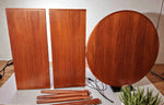 REFINISHED Danish MCM Teak Table Round w 2 Leaves by C.J. Rosengaarden 47