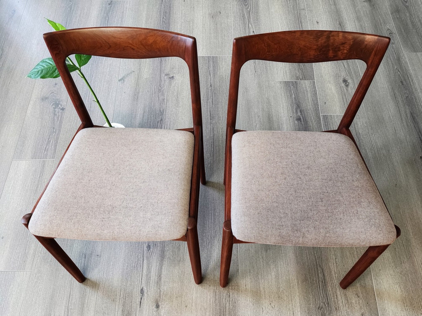 2 REFINISHED will be REUPHOLSTERED Mid Century Modern Rosewood Chairs by Lübke