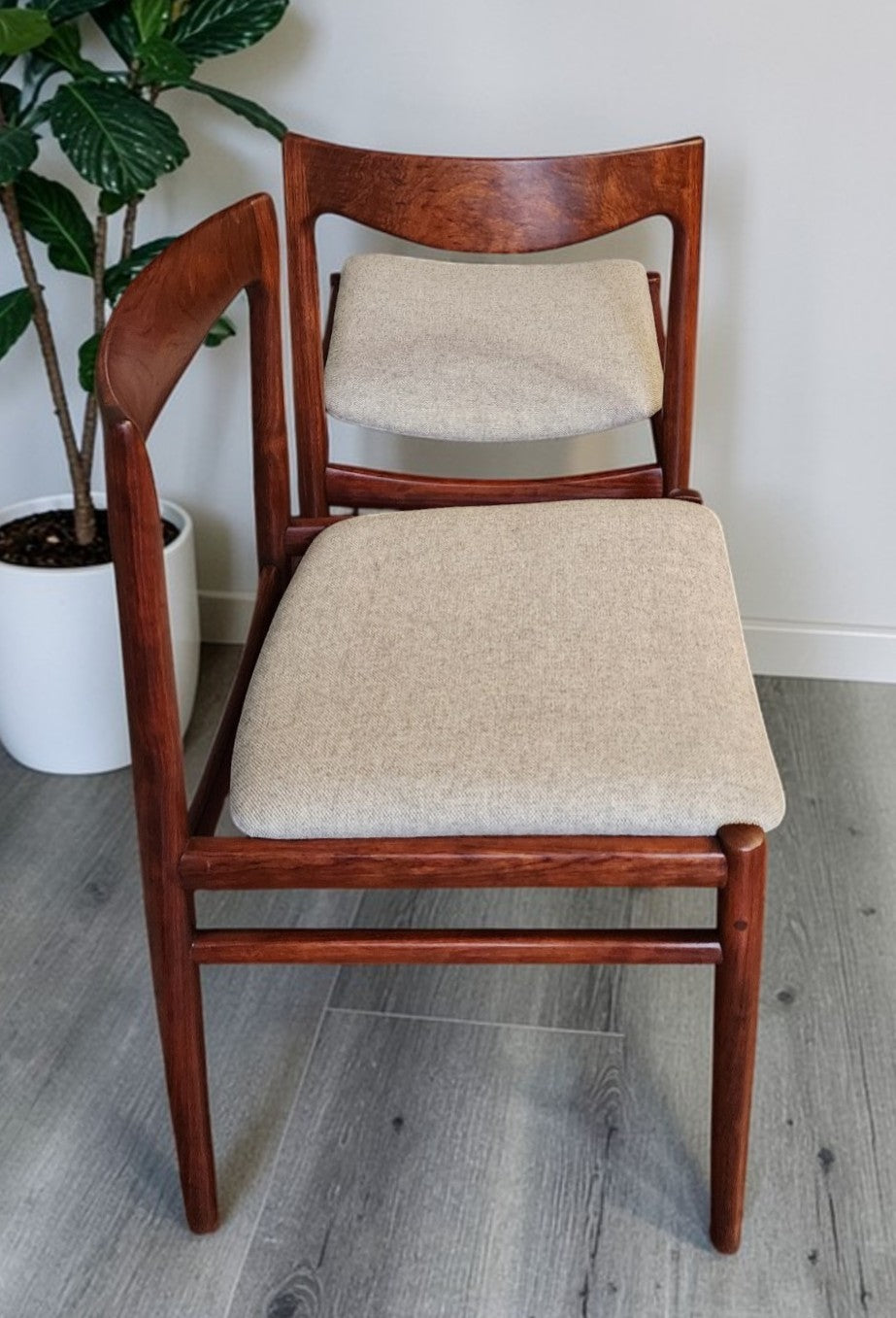 2 REFINISHED will be REUPHOLSTERED Mid Century Modern Rosewood Chairs by Lübke