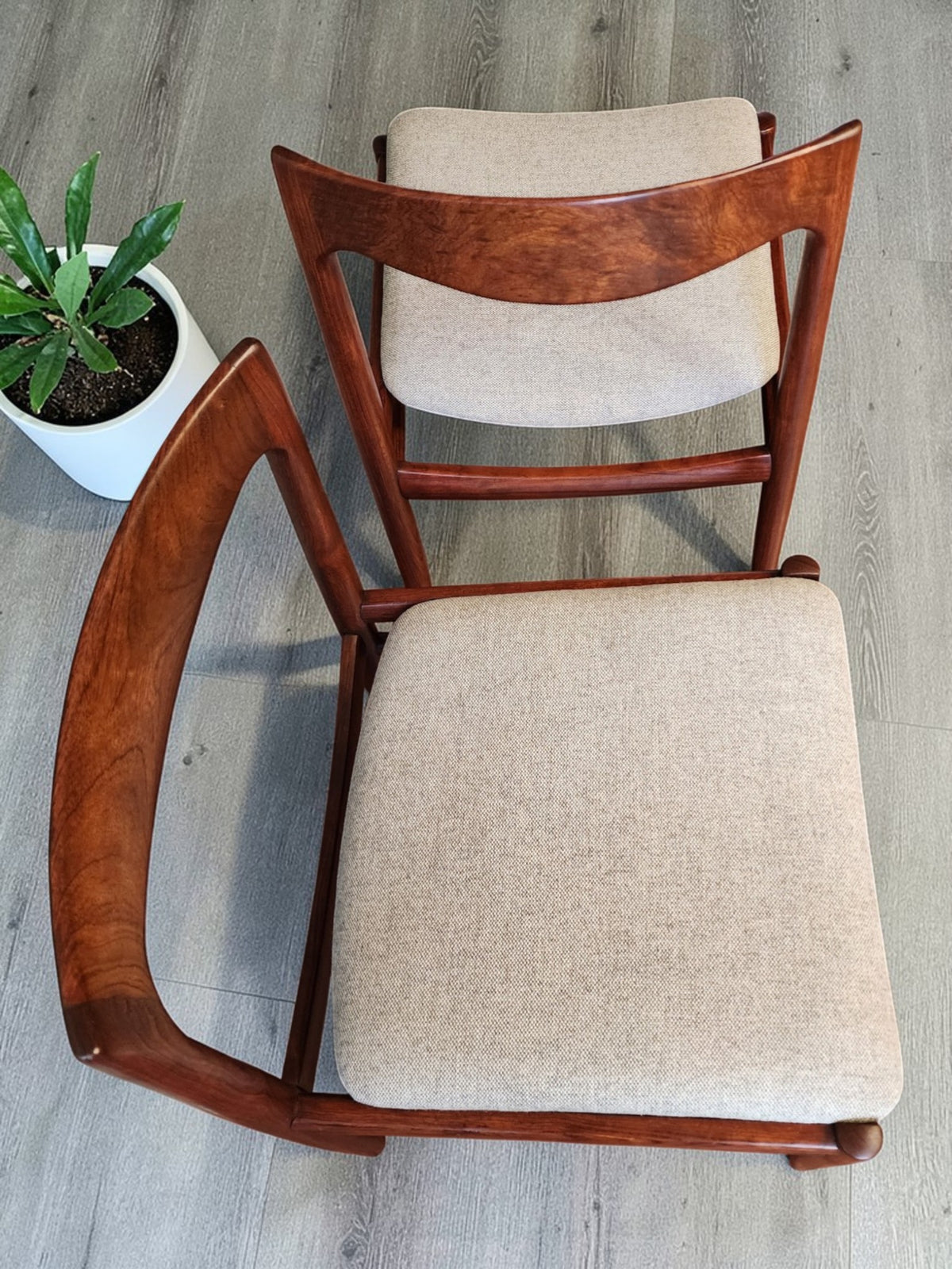 2 REFINISHED will be REUPHOLSTERED Mid Century Modern Rosewood Chairs by Lübke