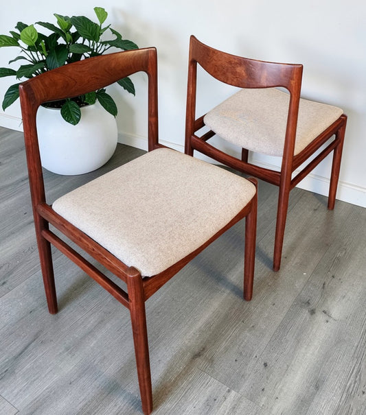 2 REFINISHED will be REUPHOLSTERED Mid Century Modern Rosewood Chairs by Lübke