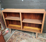 REFINISHED Mid Century Modern Walnut Display Bookcase Narrow 49