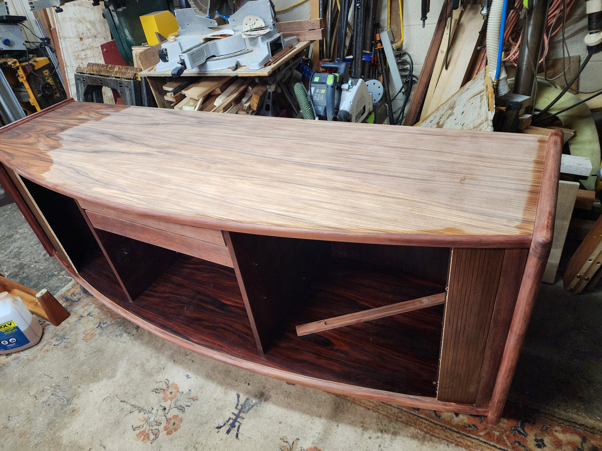 RESTORED Danish MCM Rosewood Tambour Credenza by J. Andersen for C. Linneberg 79