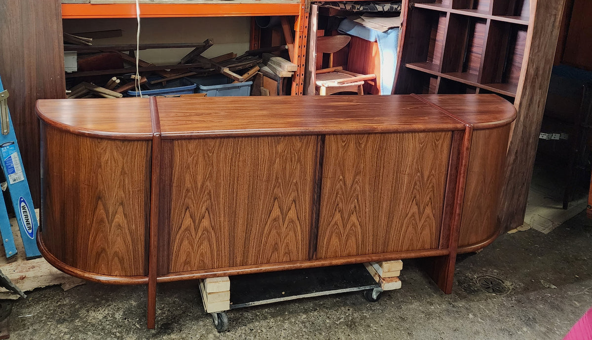 RESTORED Danish MCM Rosewood Tambour Sideboard by P. Hundevad 88