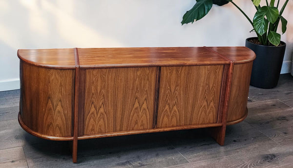 RESTORED Danish MCM Rosewood Tambour Sideboard by P. Hundevad 88"