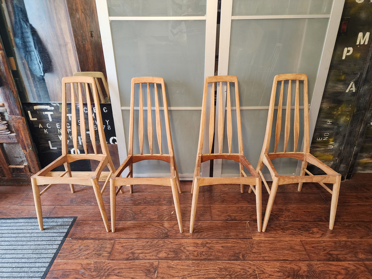 6 REFINISHED Danish Mid Century Modern Teak Chairs by Niels Koefoed, model Eva