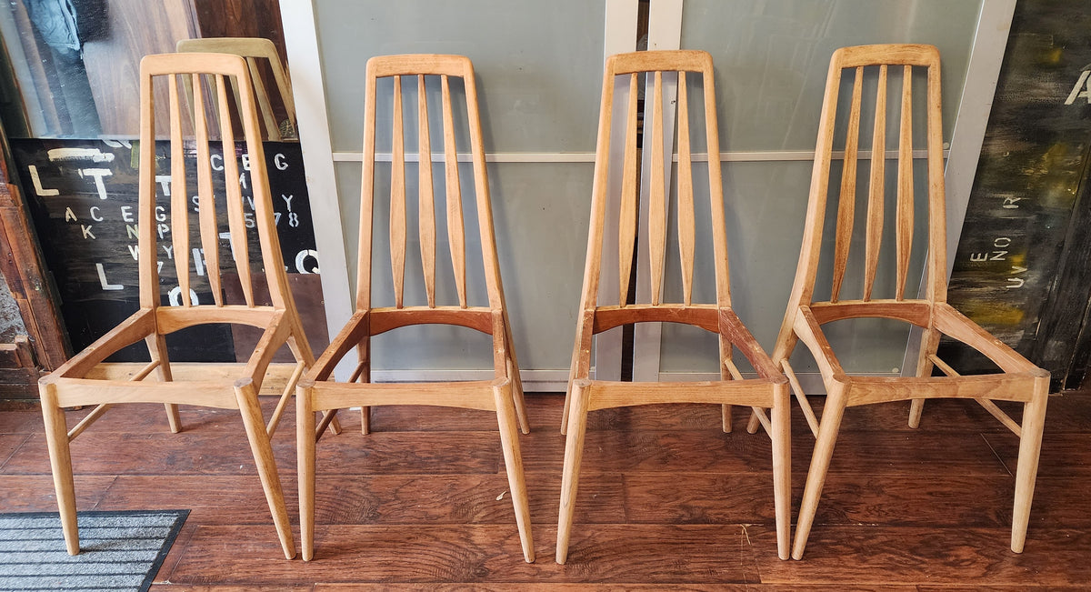 6 REFINISHED Danish Mid Century Modern Teak Chairs by Niels Koefoed, model Eva