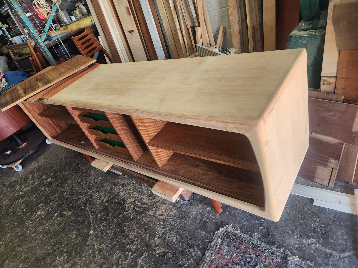 REFINISHED Danish Mid Century Modern Teak Credenza by H.P. Hansen, 86.5