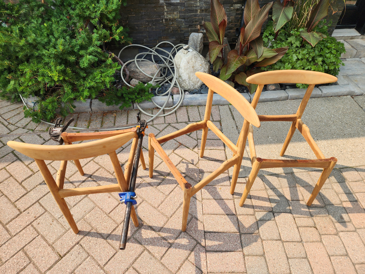 4 REFINISHED Danish MCM Teak Chairs by Arne Hovmand-Olsen for Mogens Kold, will be REUPHOLSTERED