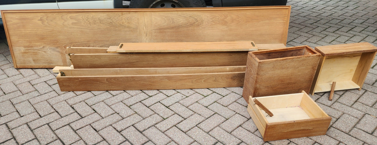 REFINISHED Mid Century Modern Teak Bed w Floating Nightstands Queen