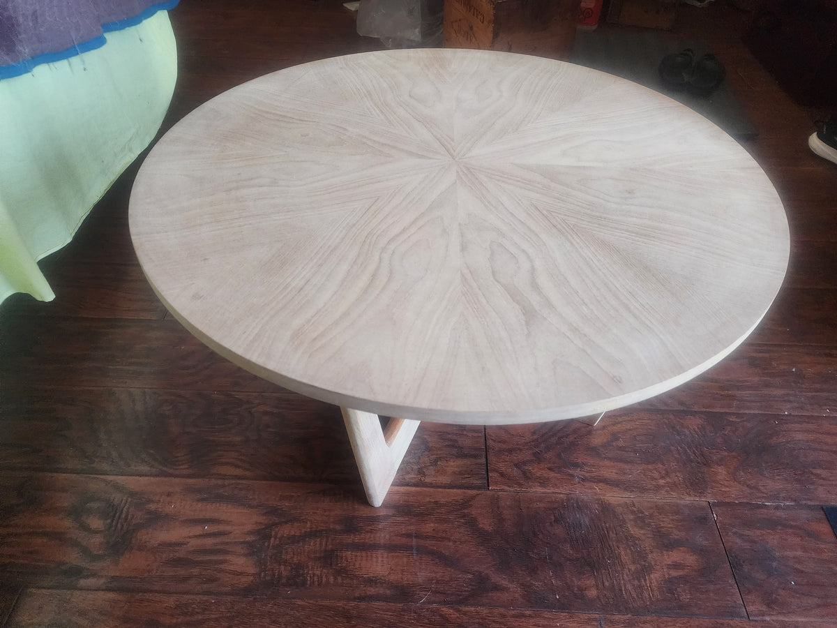 REFINISHED Mid Century Modern Teak Coffee Table Sunburst D 30.5