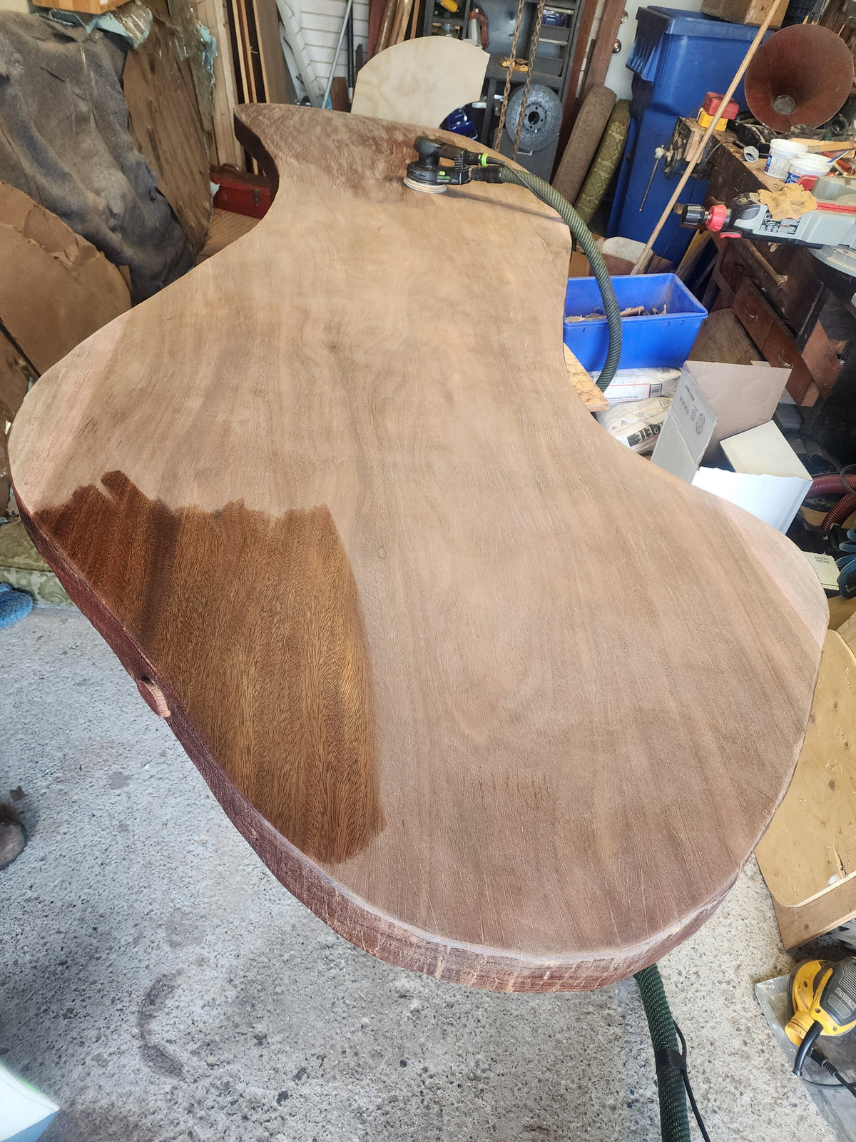 Custom Solid Walnut Freeform / Organic Modern Table Top w Hand-Carved Edge 115