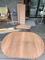 REFINISHED Mid Century Modern Walnut Dining Table Oval w 3 Leaves 60