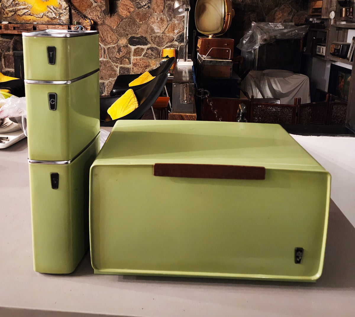 Mid-Century Modern Kitchen Storage Set Avocado Green, photo 2 of 13