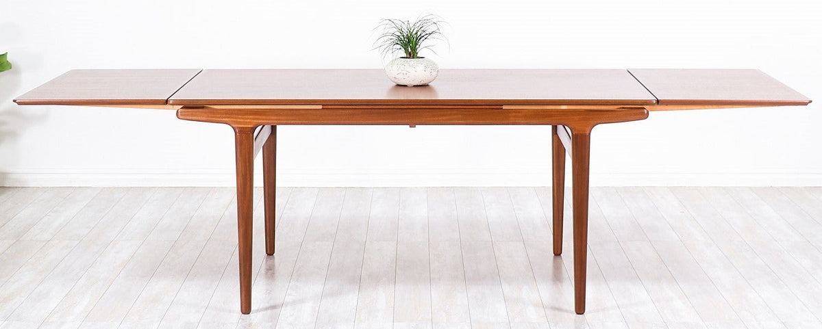 REFINISHED Danish MCM Teak Dining Table w 2 Leaves by Niels O. Moller, 63