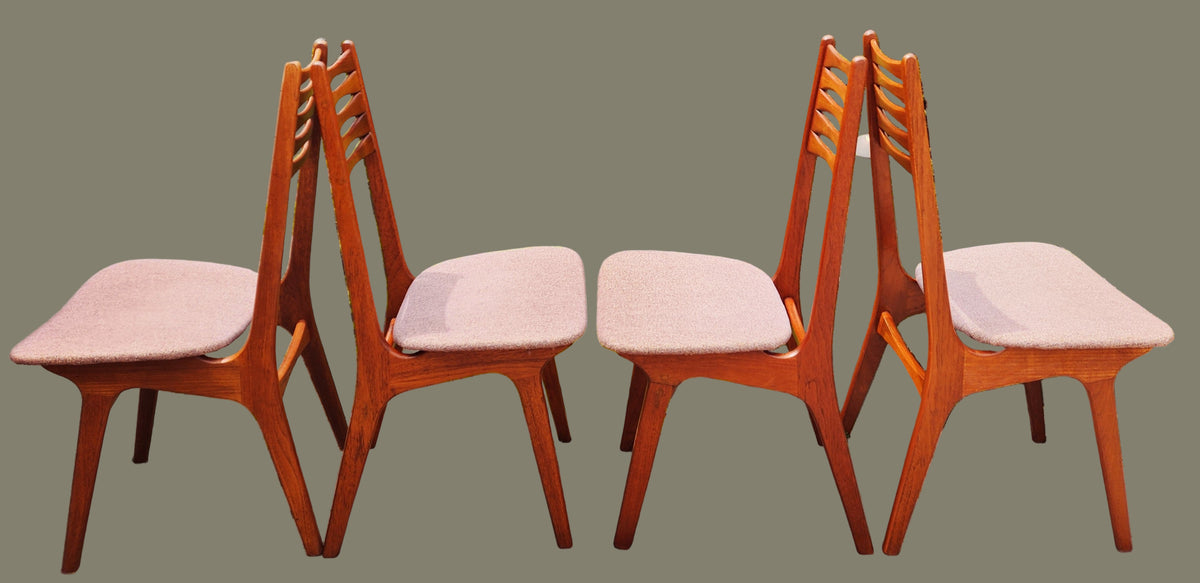 4 REFINISHED Danish Mid Century Modern Teak Chairs Model 83 by Boltinge
