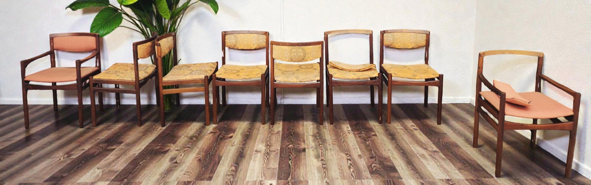 Choose Fabric! 8 RESTORED Danish Mid Century Modern Rosewood Chairs by SAX