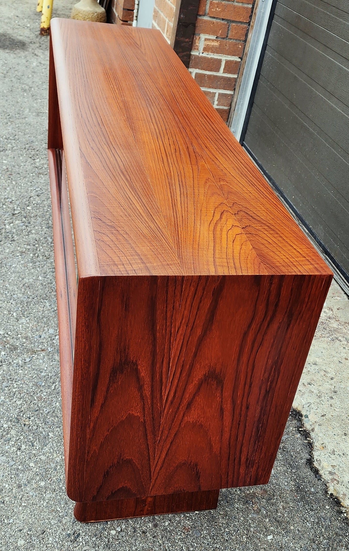 REFINISHED Mid Century Modern Teak Bookcase Display TV Media Console 4 ft