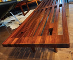 REFINISHED Mid Century Modern Solid Teak Slatted Bench or Coffee Table 60