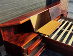 RESTORED Mid Century Modern Rosewood Queen bed w nightstands, dresser & tallboy 4