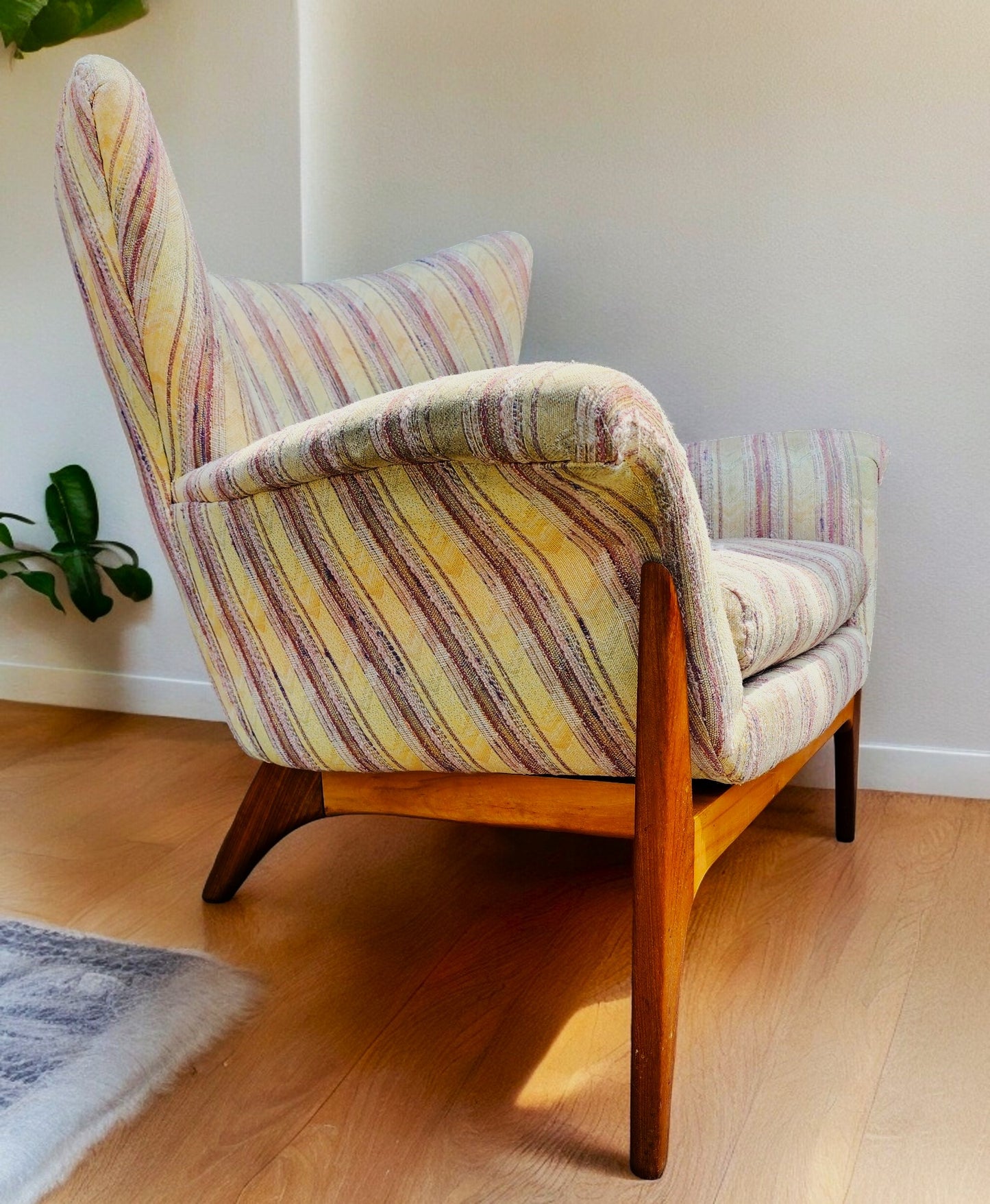 REFINISHED Mid Century Modern Small Wing Back Chair in Adrian Pearsall style