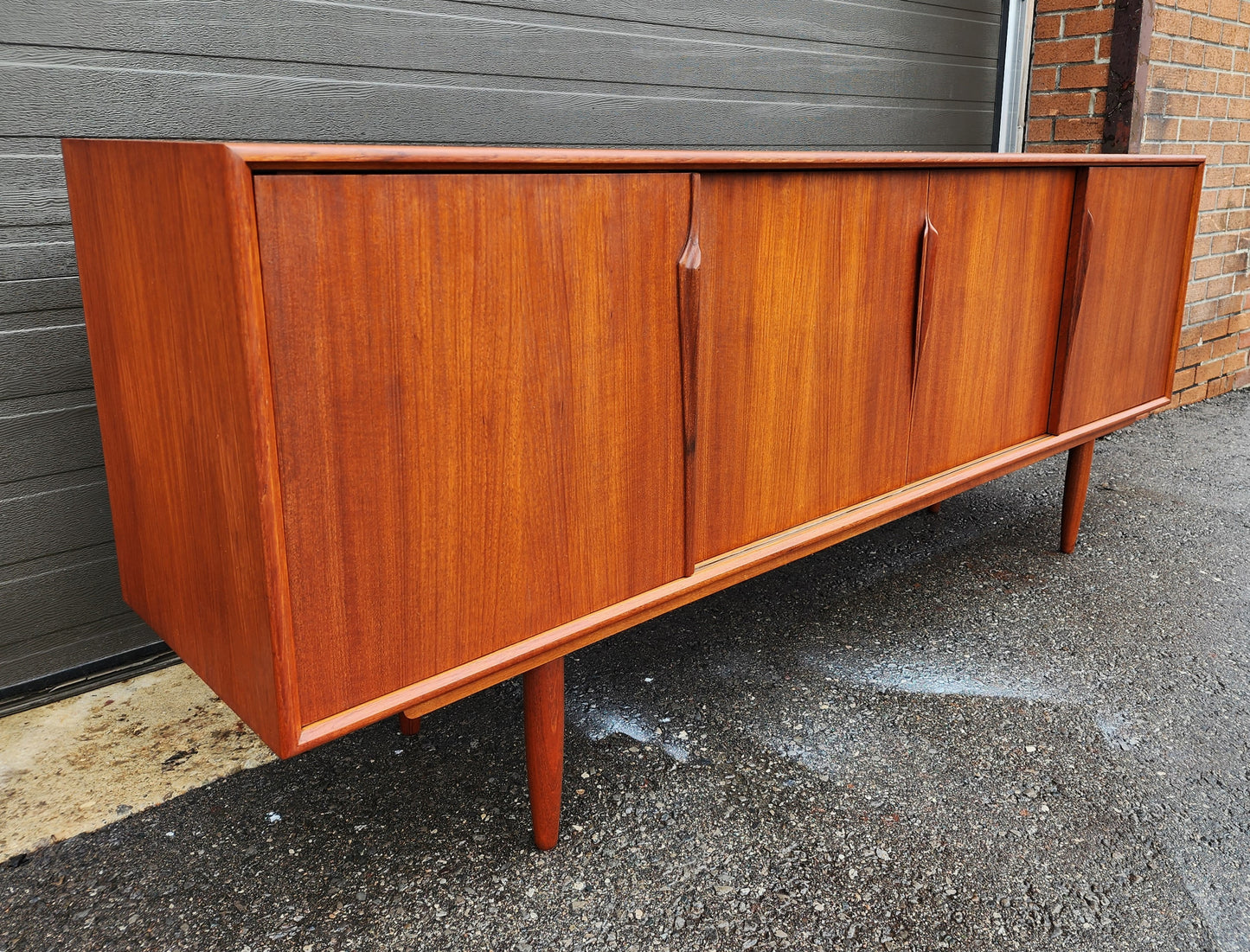 REFINISHED Danish Mid Century Modern Teak Sideboard by Gunni Omann 79"