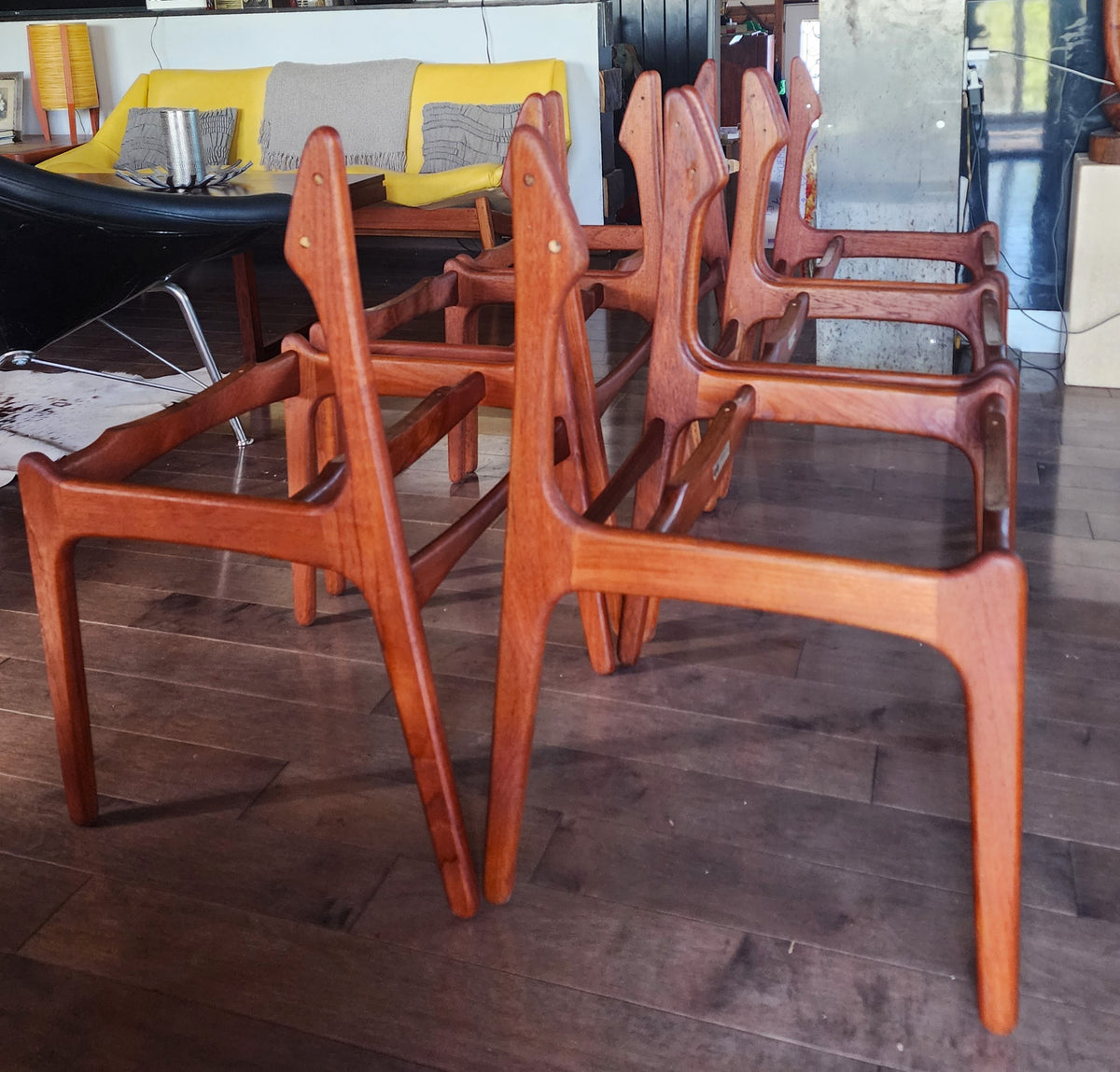 Choose Fabric***6 REFINISHED Danish Mid Century Modern teak chairs by Erik Buch, model 49