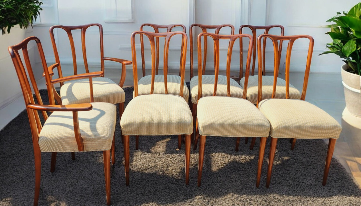 8 RESTORED Mid-Century Modern Chairs in style of Guglielmo Ulrich (2 arm, 4 side)