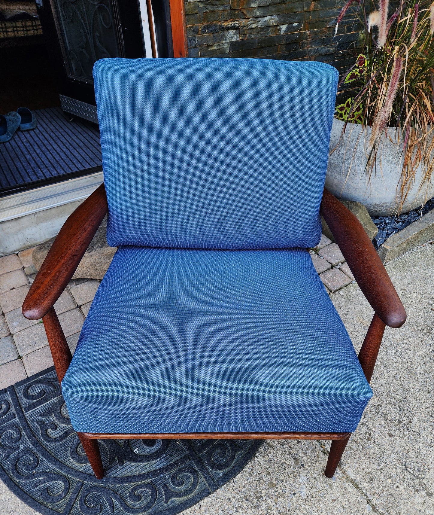 REFINISHED Danish Mid Century Modern Teak Lounge Chair will get NEW CUSHIONS