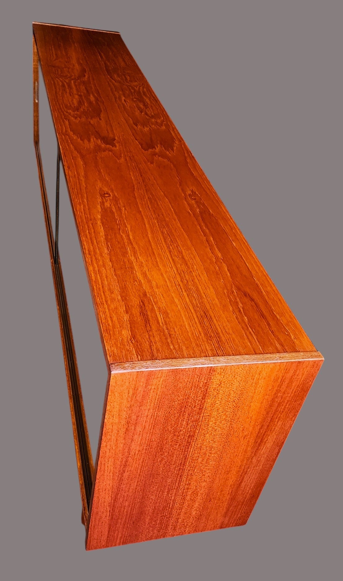 REFINISHED Danish Mid Century Modern Teak Display w Finished Back 72