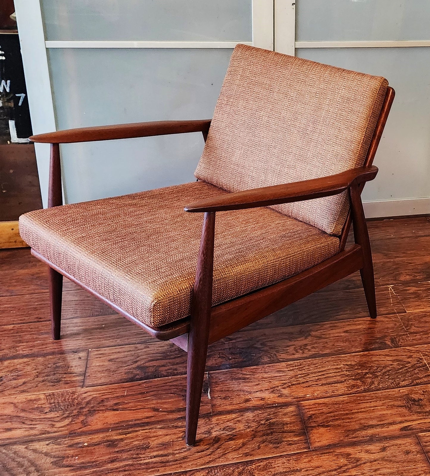 REFINISHED Danish Mid Century Modern Teak Lounge Chair will get NEW CUSHIONS