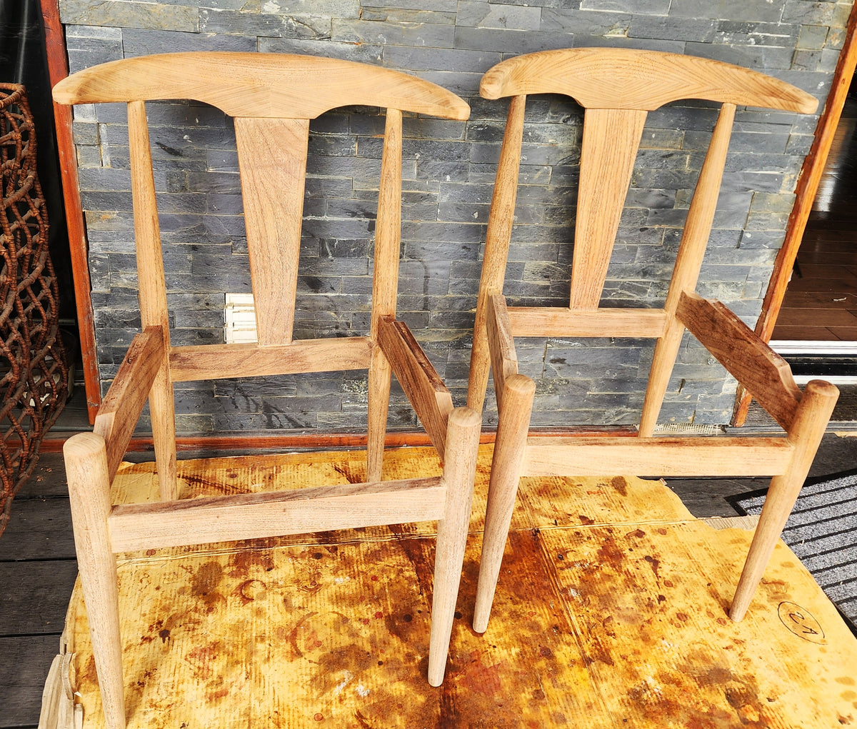 6 REFINISHED will be REUPHOLSTERED Danish MCM Cowhorn Teak Chairs