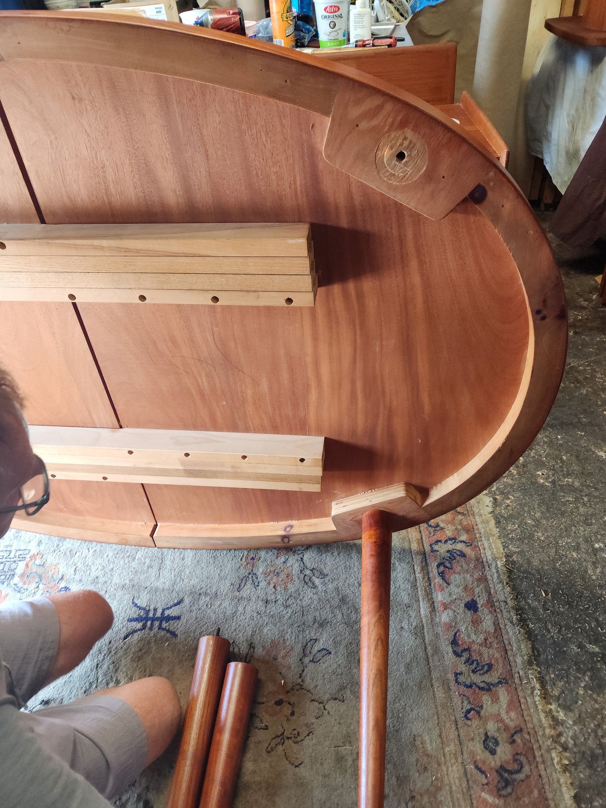 REFINISHED Danish Mid Century Modern Teak Table Oval w 2 leaves 66"-10