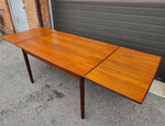 REFINISHED Danish Mid Century Modern Teak Table Draw Leaf 51