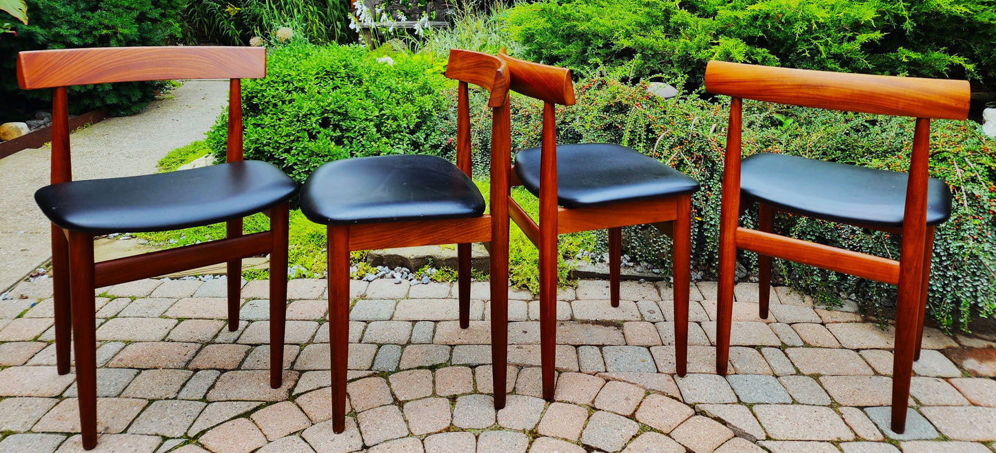 REFINISHED Danish MCM ROUNDETTE Teak Extension Table & 4 Chairs (four-legged) by Hans Olsen