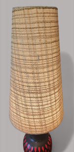Large Mid Century Modern Pottery & Teak Floor Lamp, H 63