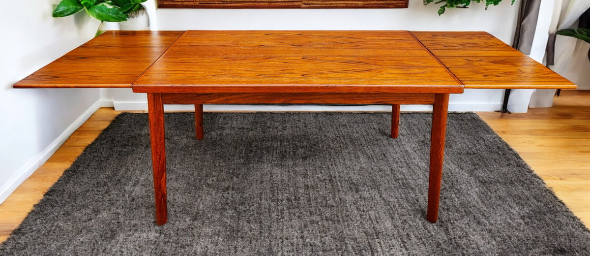 REFINISHED Danish MCM Teak Draw Leaf Table by H. Kjaernulf  57
