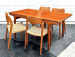 REFINISHED Danish MCM Teak Dining Table w 2 Leaves by Niels O. Moller, 63