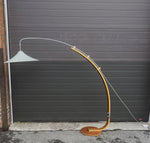 Mid Century Modern Teak Arc Extendable Floor Lamp with UFO Shade 4
