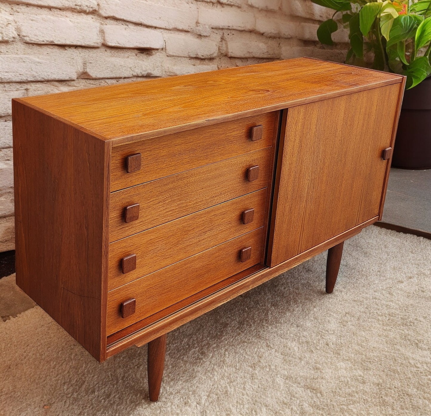 REFINISHED Danish Mid Century Modern Teak Cabinet by Domino 48" (2 available)